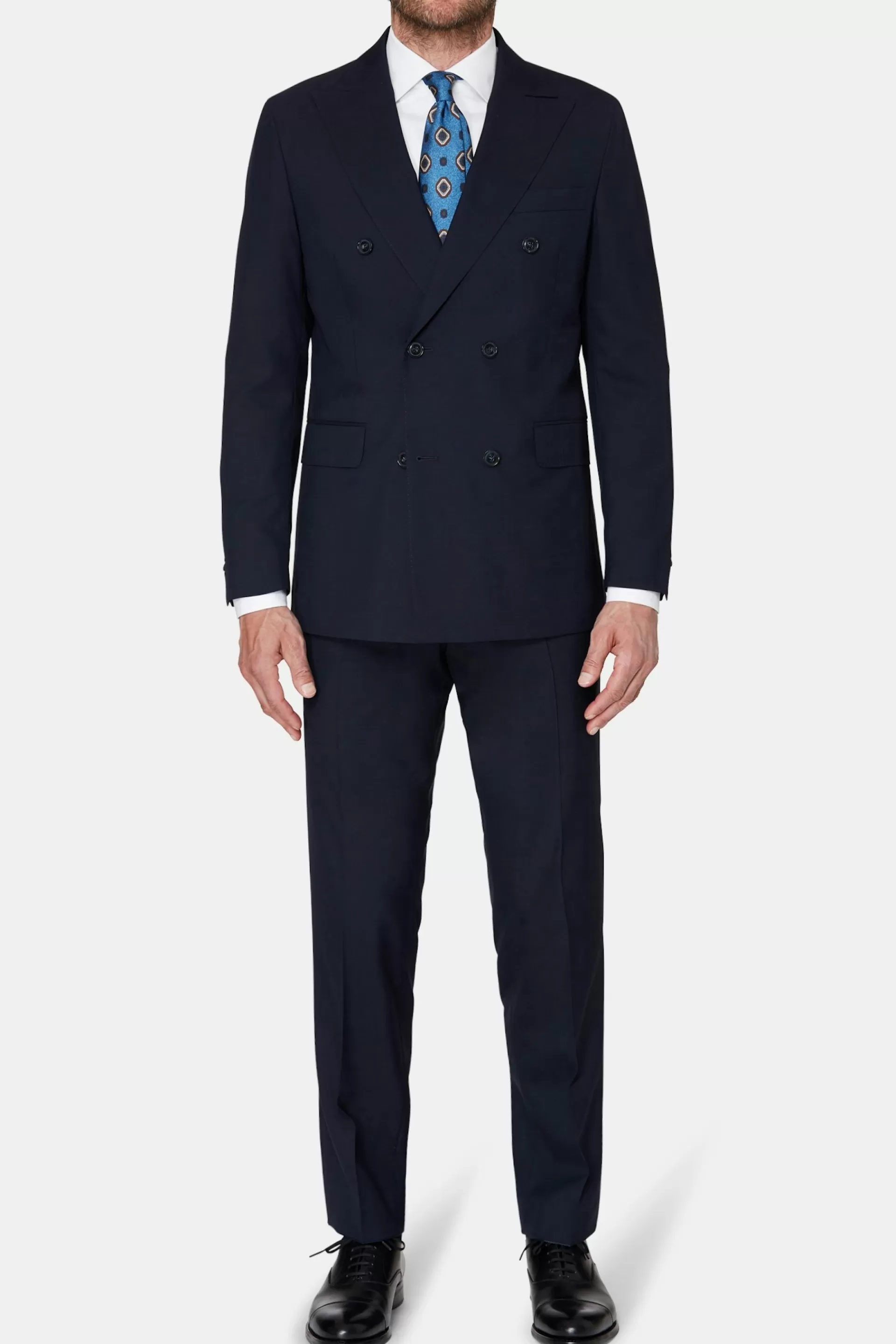 Online Oscar Jacobson Regular Fit Double Breasted Microstructure Suit Dark Blue #215