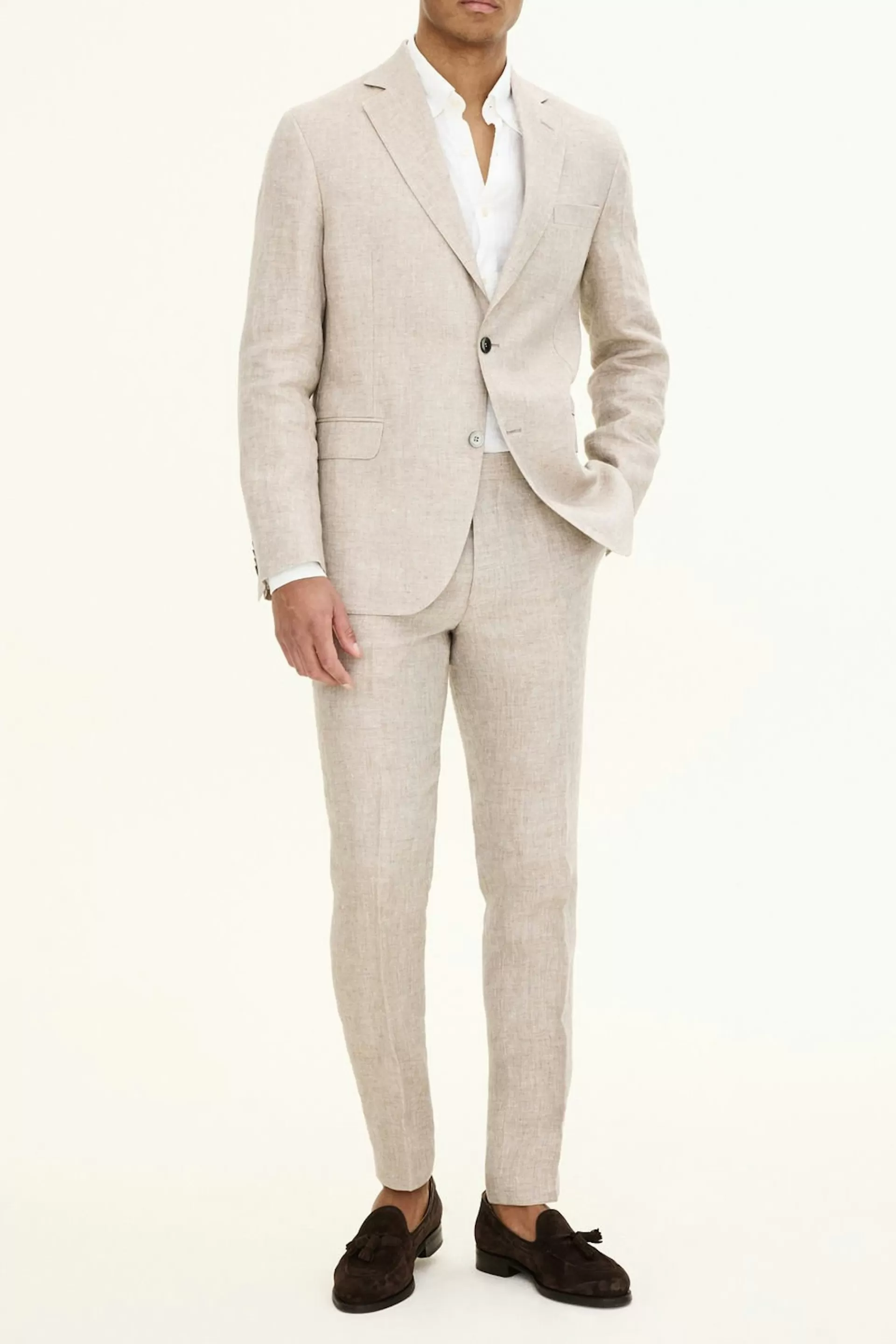 Fashion Oscar Jacobson Regular Fit Linen Suit Beige #470