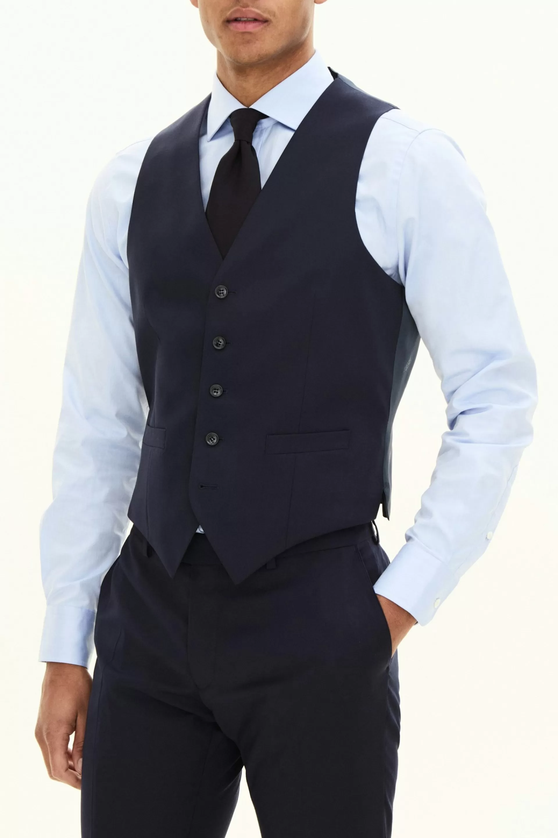 Discount Oscar Jacobson Regular Fit Microstructure Waistcoat Blue #220