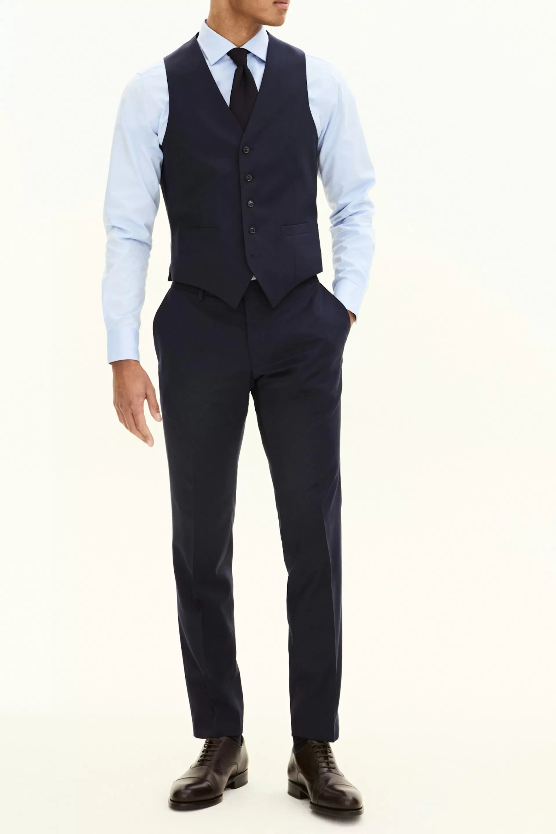 Discount Oscar Jacobson Regular Fit Microstructure Waistcoat Blue #220