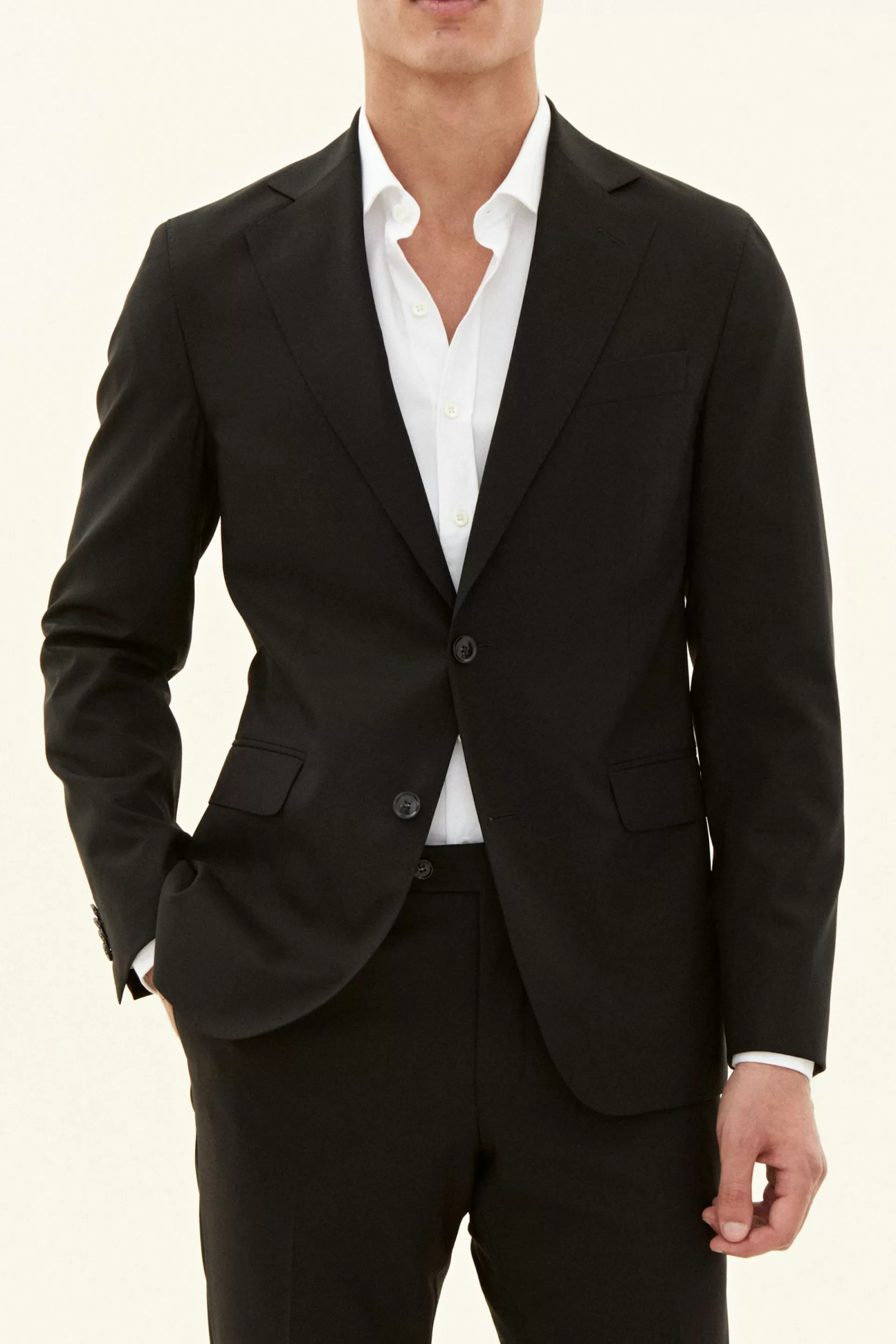 New Oscar Jacobson Slim Fit Linen Blazer Black #310