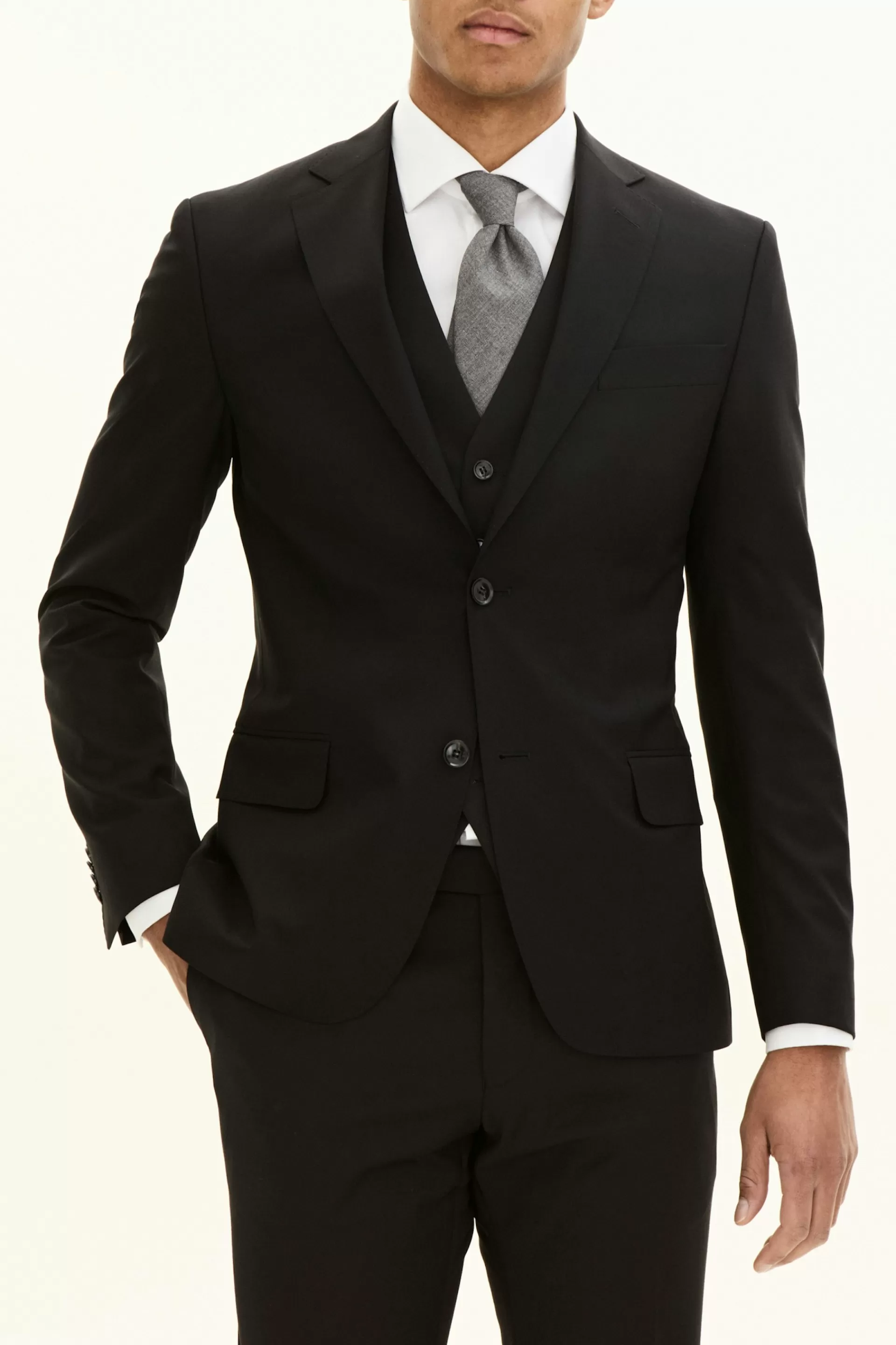 New Oscar Jacobson Slim Fit Microstructure Blazer Black #310