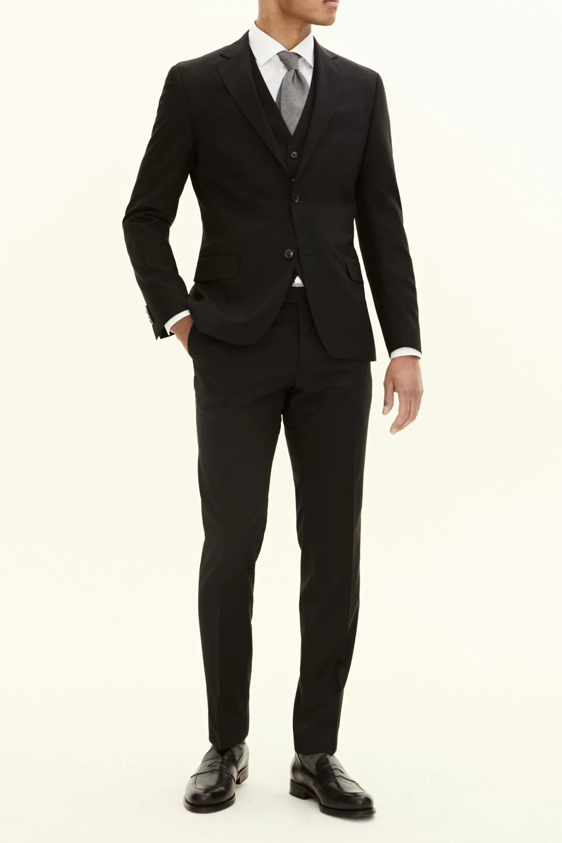 New Oscar Jacobson Slim Fit Microstructure Blazer Black #310