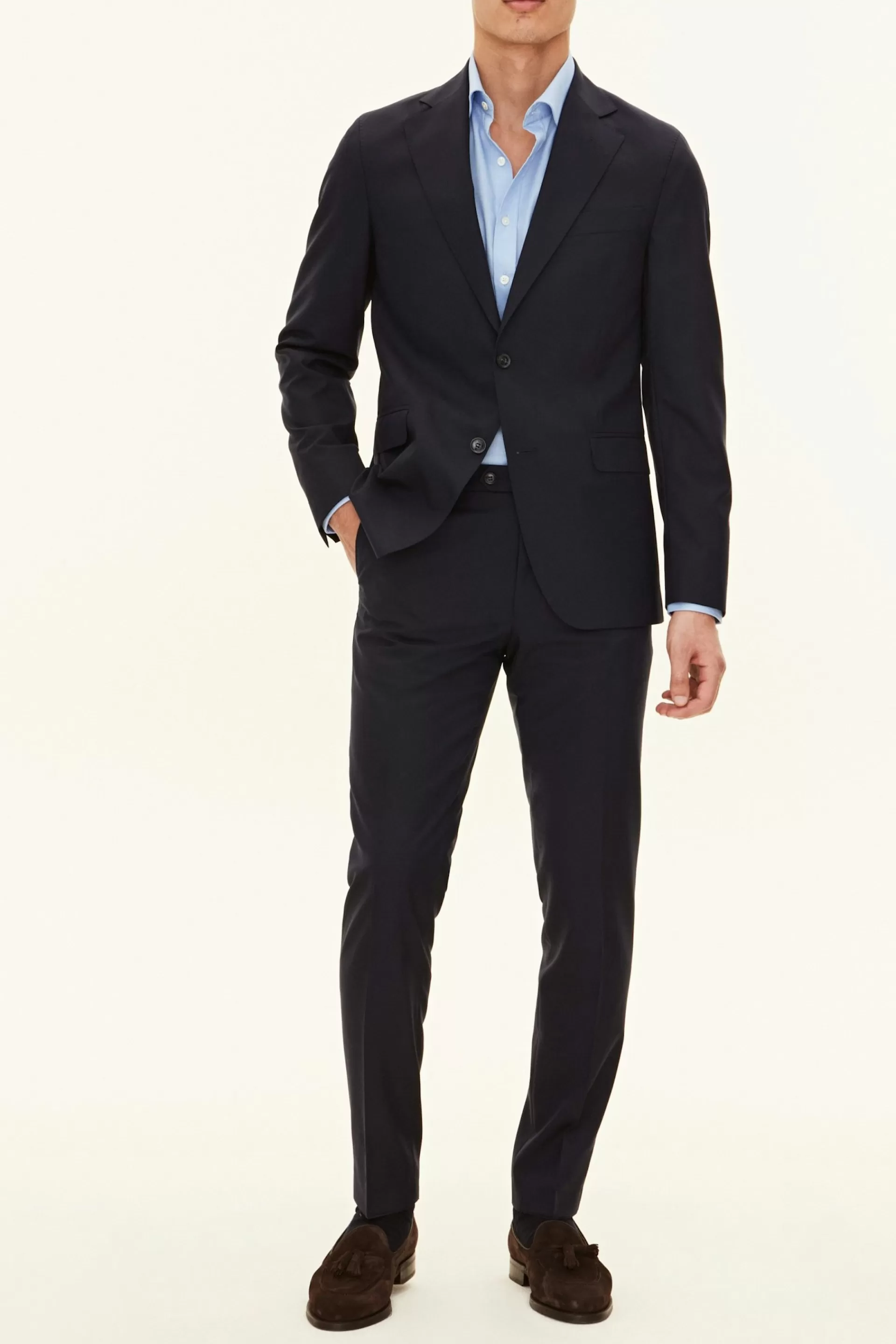 Fashion Oscar Jacobson Slim Fit Microstructure Suit Dark Blue #215